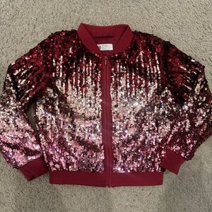 H &M Red and Pink Sequin Jacket